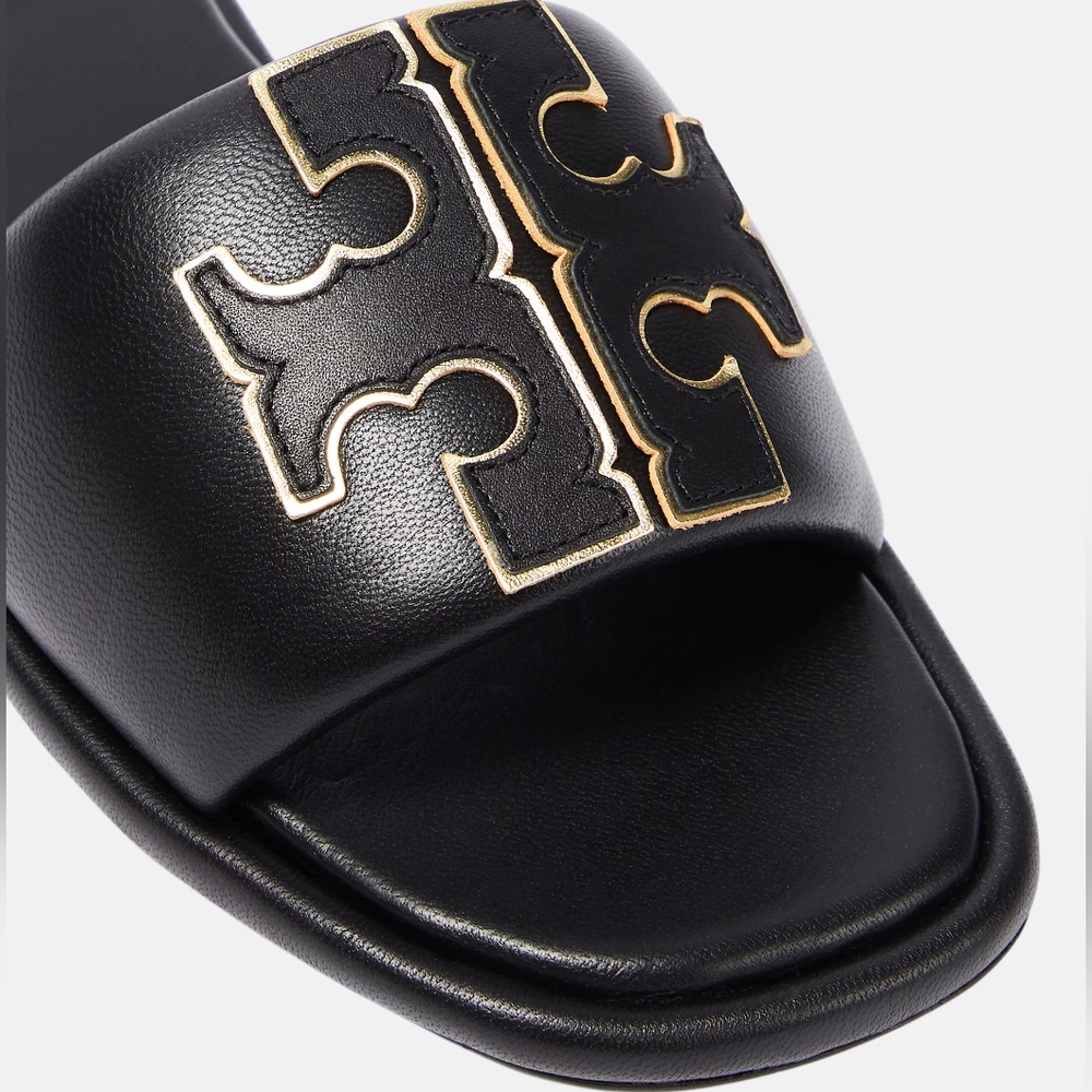 Tory Burch Black Slide Perfect Black/Gold Size 10 - Picture 2 of 15